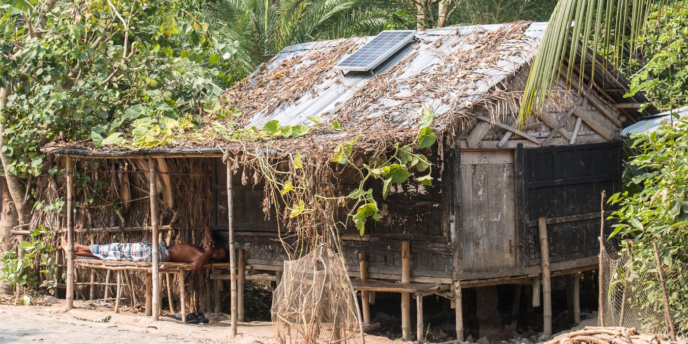 Solar Système Installed On A Rural House In Cambodia