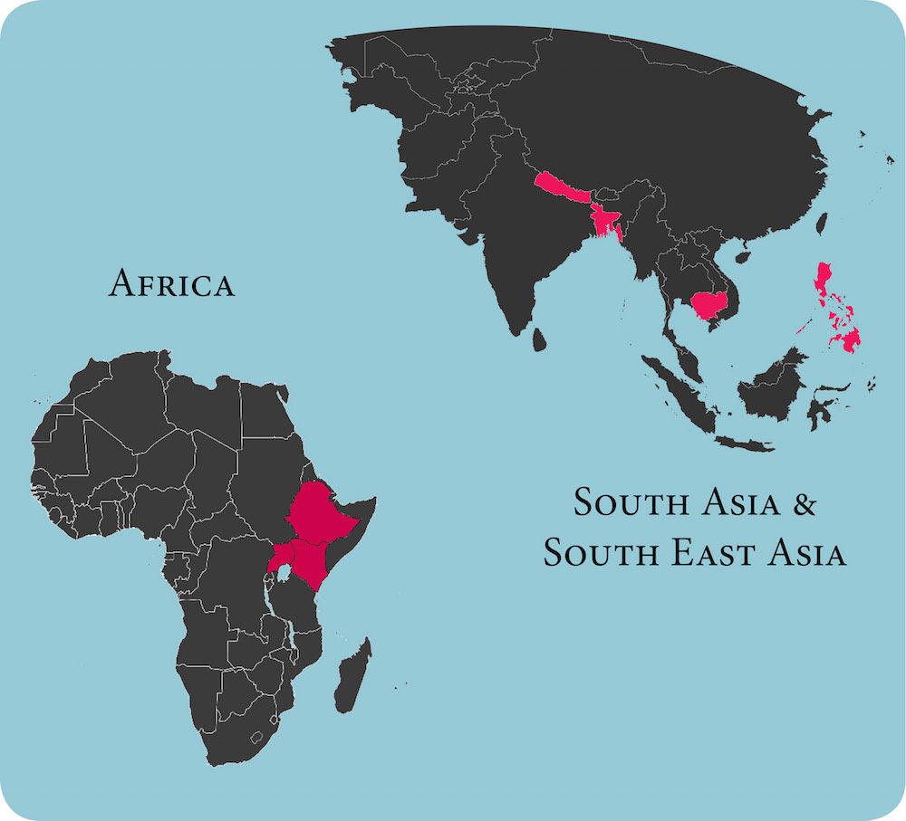 Map of operation areas of ACT program